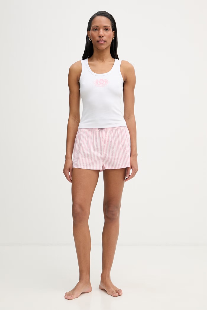 Juicy Couture pyžamo dámské s bavlnou DOG CREST SET JCYPJ126860 bílá SS26