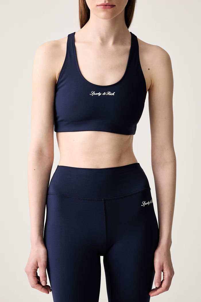 Sporty & Rich Signature Logo reggiseno sportivo blu navy TO00375326BL106