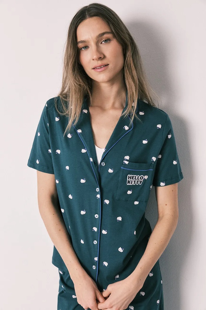 Oblečenie women'secret komplet loungewear dámsky bavlnený 3133517 tyrkysová
