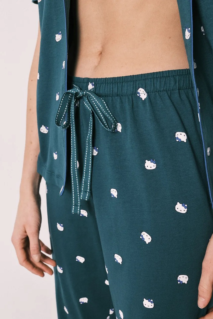 women'secret komplet loungewear dámsky bavlnený 3133517 tyrkysová
