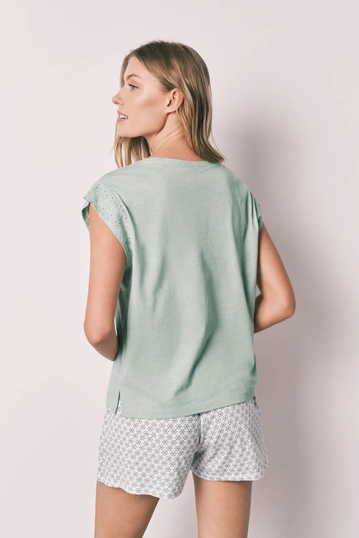 women'secret pijama din două piese pentru femei, din bumbac 3593024 verde SS26