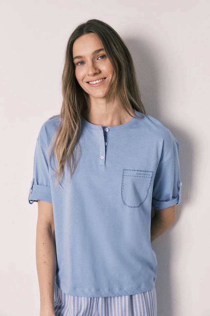 Îmbrăcăminte women'secret pijama din două piese pentru femei, din bumbac 3593030 albastru