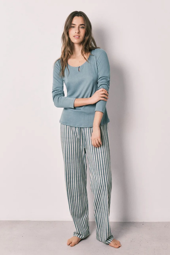 women'secret pijama din două piese pentru femei, din vâscoză albastru 3593033
