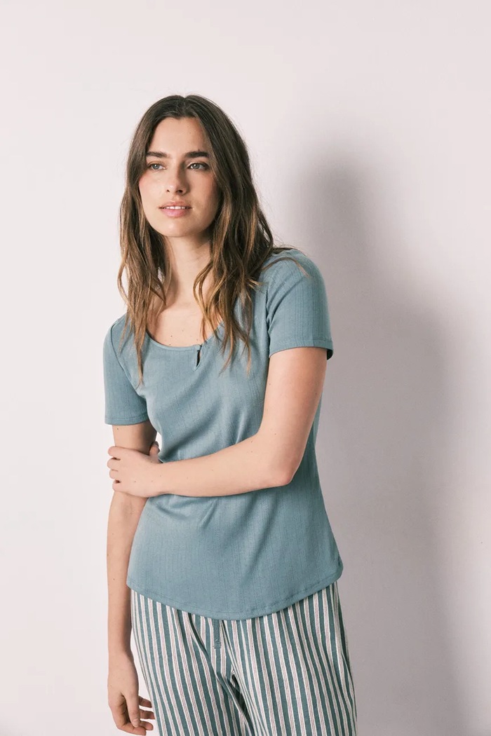 Oblečenie Women'secret dvojdielne pyžamo dámske s viskózou 3593035 modrá