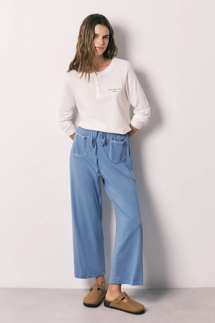 women'secret pyžamové nohavice dámske bavlnené 3703234 modrá SS26