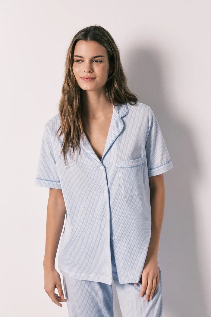 Oblečenie women'secret dvojdielne pyžamo dámske bavlnené 3793069 modrá