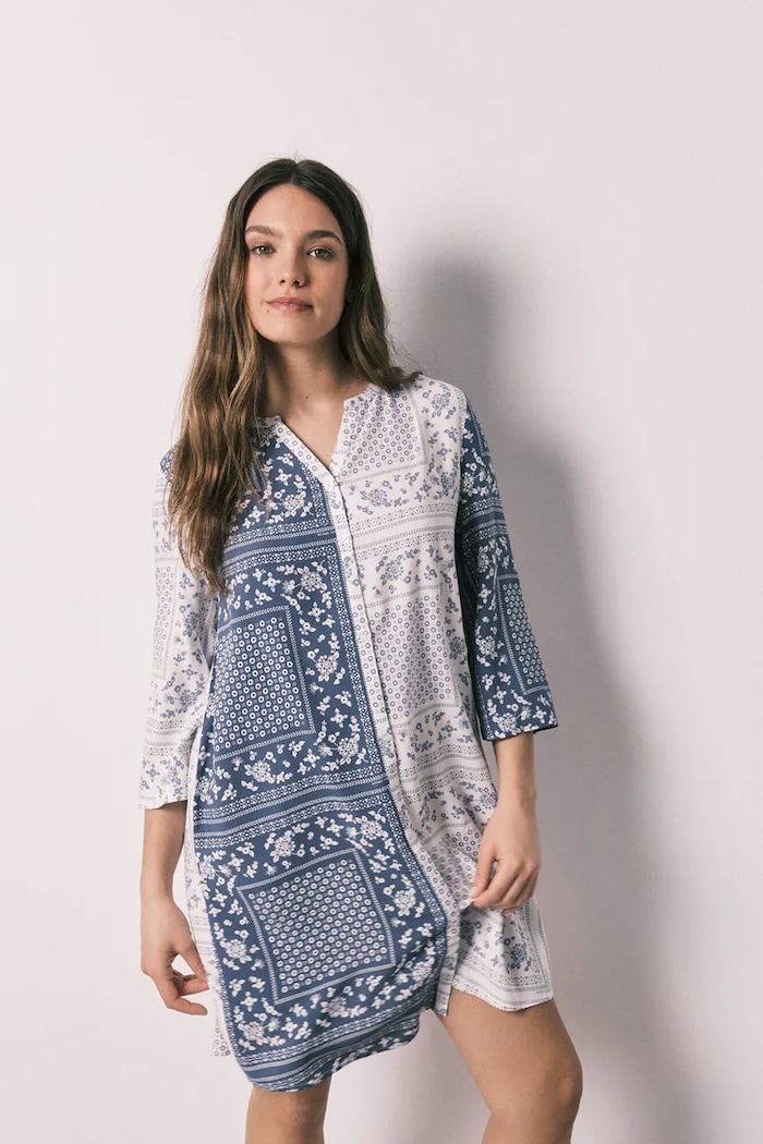 Odzież women'secret koszula nocna damska z wiskozy 4363631 niebieski