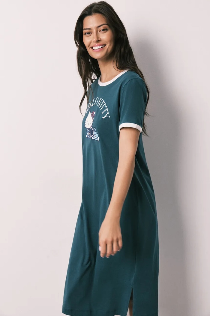 Women'secret cămașă de pijama pentru femei, din bumbac 4443621 verde