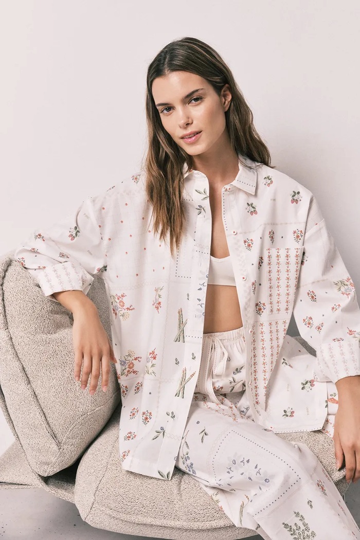 women'secret cămașă de pijama pentru femei, din bumbac 4923663 bej