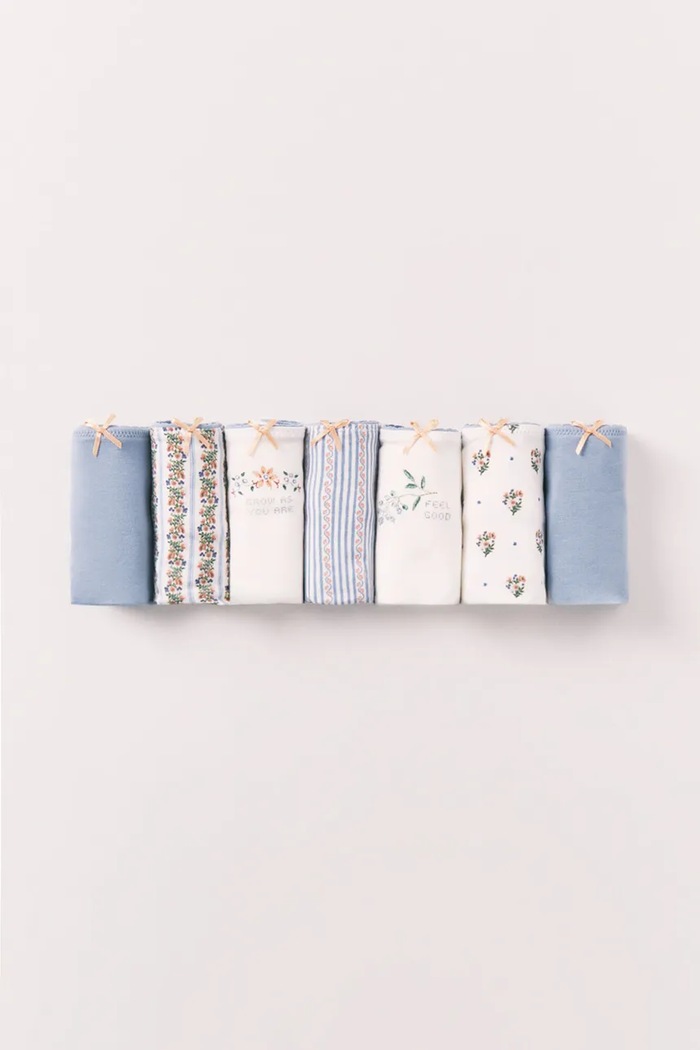 women'secret chiloți tanga pentru femei, din bumbac pachet de 7 albastru 4933656