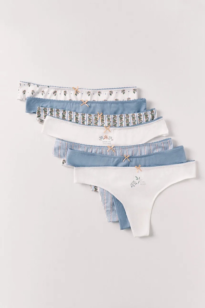 women'secret chiloți tanga pentru femei, din bumbac pachet de 7 4933656 albastru SS26