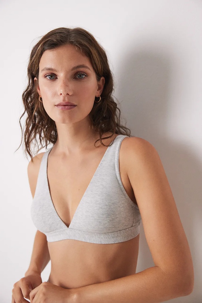 women'secret biustonosz trójkątny bawełniany z elastanem szary 5691555