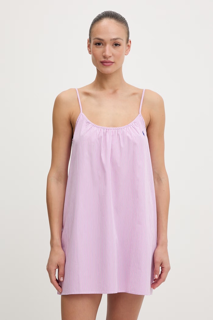 Polo Ralph Lauren koszula nocna damska bawełniana różowy 4P0557