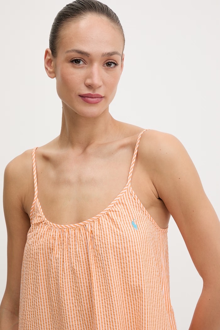 Îmbrăcăminte Polo Ralph Lauren cămașă de noapte pentru femei, din bumbac 4P0782 portocaliu