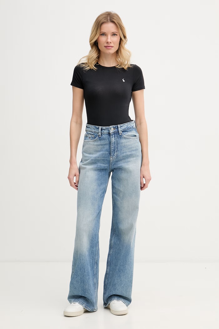 Polo Ralph Lauren body dámske bavlnené s elastanom 4P0785 čierna SS26