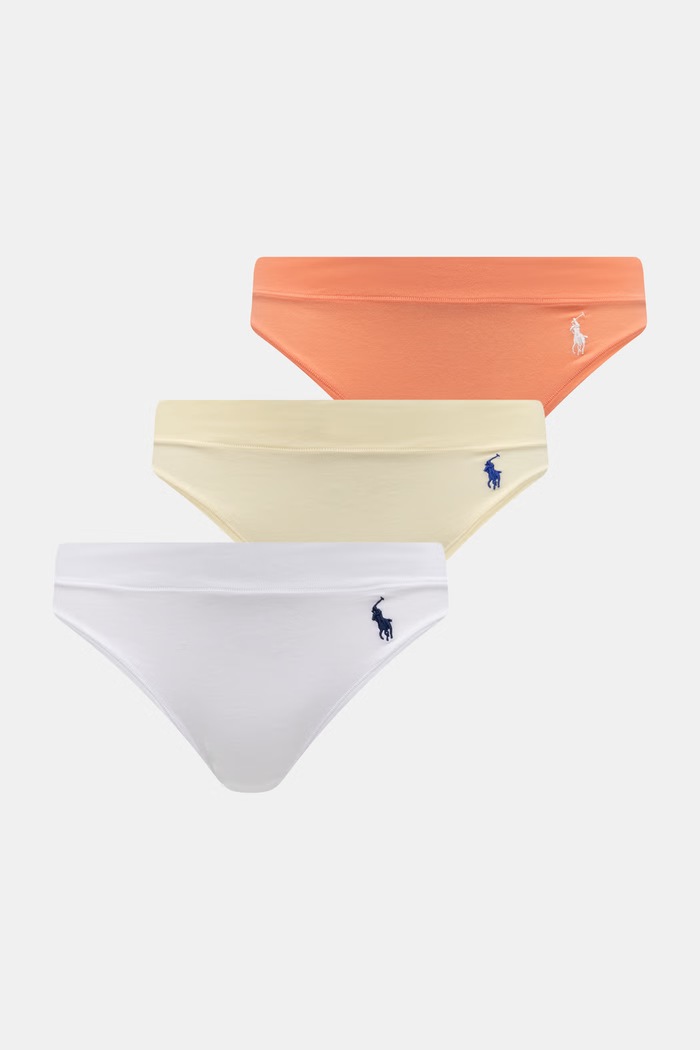 Polo Ralph Lauren nohavičky dámske s bavlnou 3-pak biela 4P0827