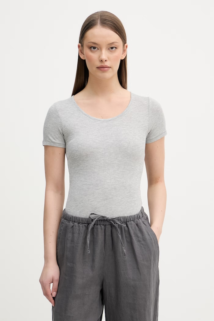 United Colors of Benetton body damskie z wiskozy szary 3P2Y3B006