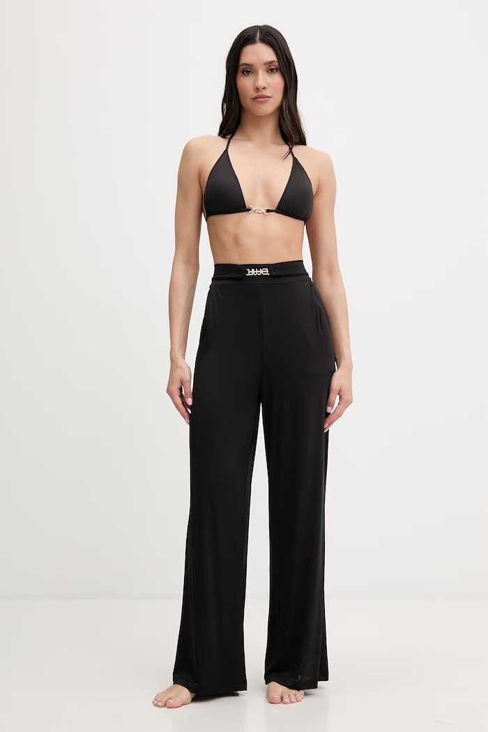Liu Jo pantaloni de plajă pentru femei VA6157.J3888 negru SS26
