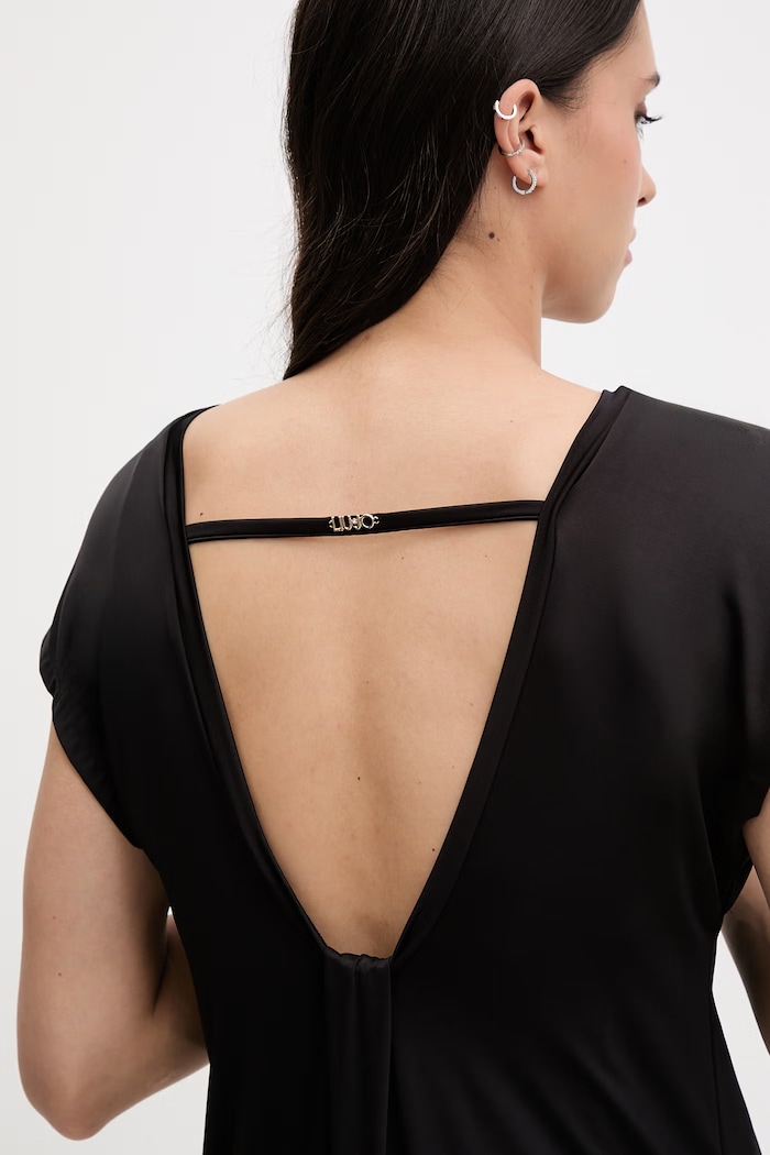 Liu Jo rochie de vară cu vâscoză VA6159.J3888 negru