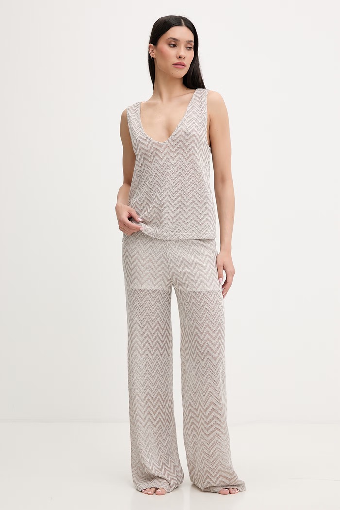 Liu Jo pantaloni de plajă pentru femei VA6176.J3878 bej SS26