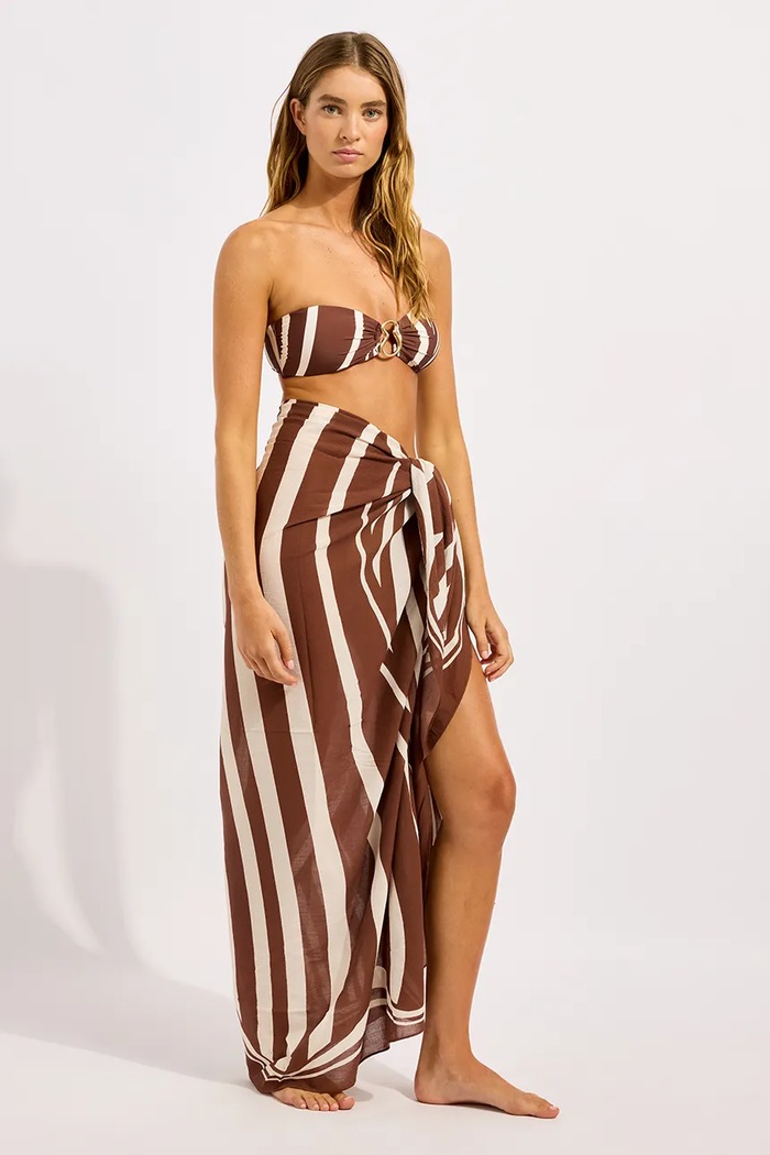 Seafolly plážová sukňa dámska Coastline Sarong 55539.SG hnedá