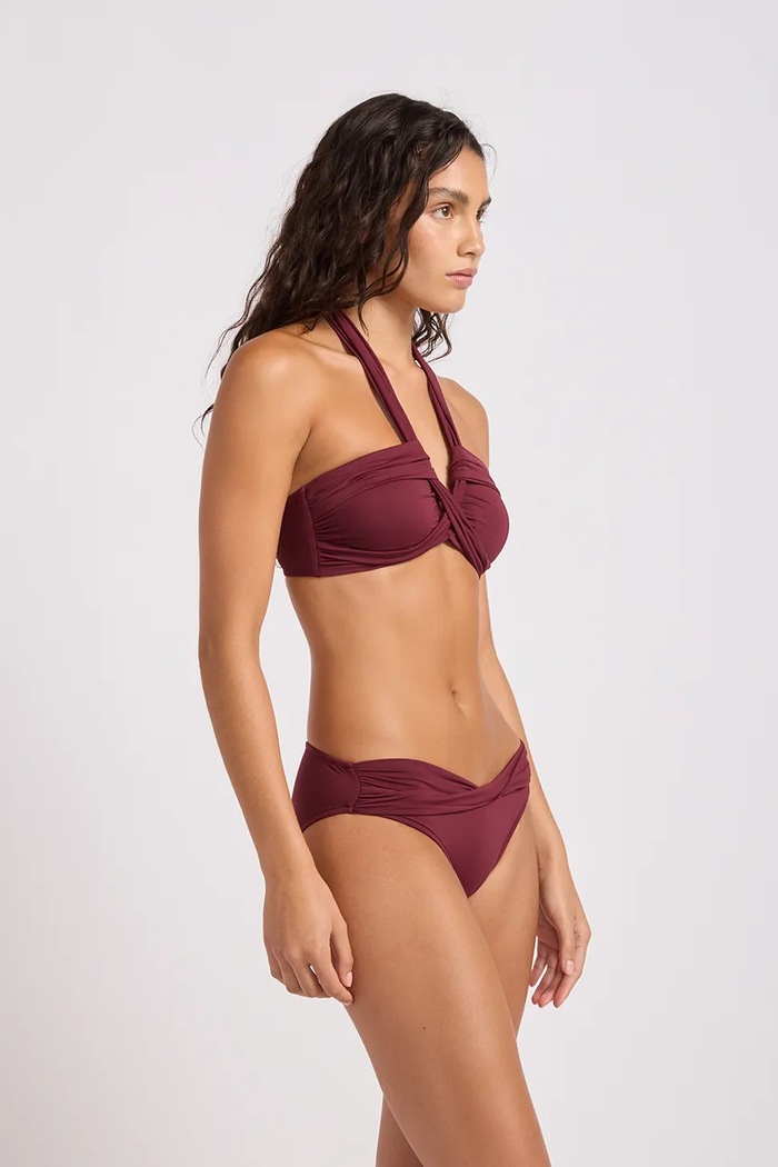 Seafolly figi kąpielowe damskie Twist bordowy 44320.942