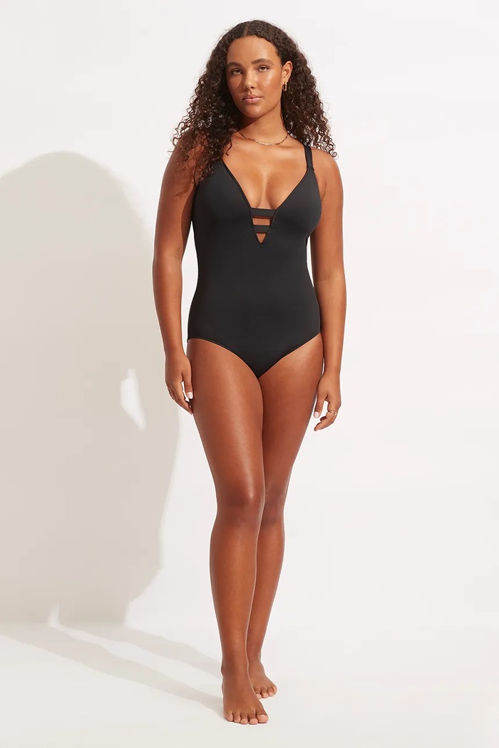 Seafolly jednodijelni kupaći kostim za žene Deep V 10634.942 crna SS26