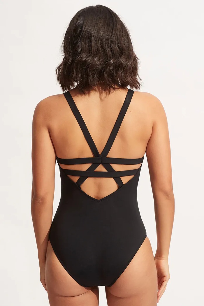 Seafolly jednodijelni kupaći kostim za žene Deep V crna 10634.942