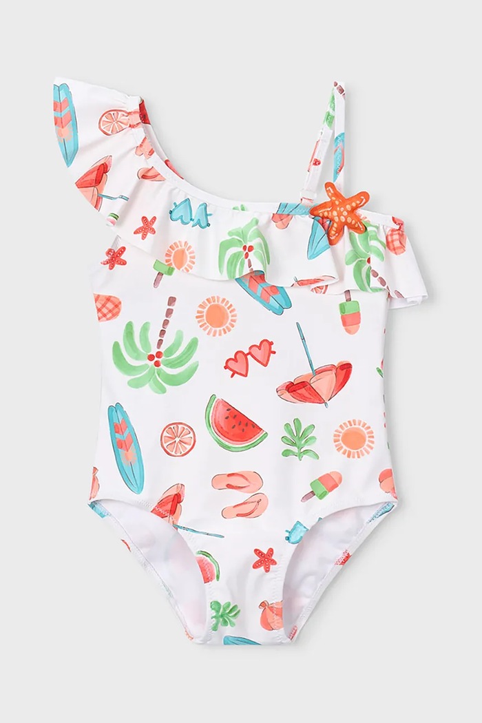 Mayoral costum de baie dintr-o bucată pentru copii moale alb 3737.6N.Mini.PPY2