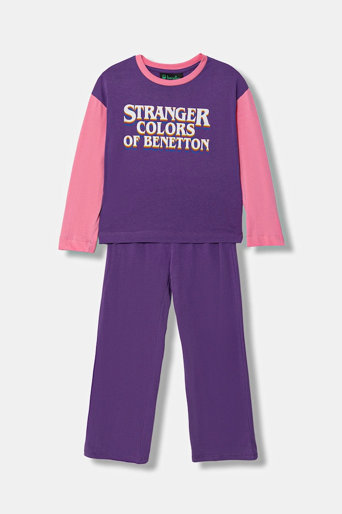 Otroška bombažna pižama United Colors of Benetton Prijazno od planeta vijolična 30960P09J.G.Seasonal