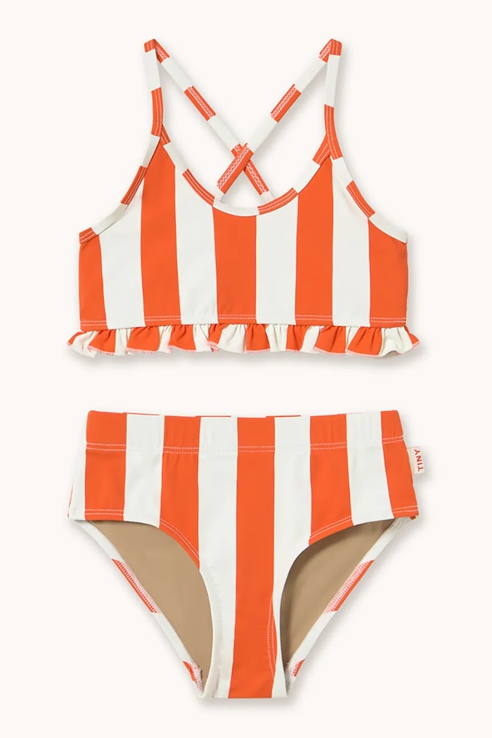 Dvoudílné dětské plavky Tinycottons RED STRIPES SWIM SET SS26.439 oranžová SS26