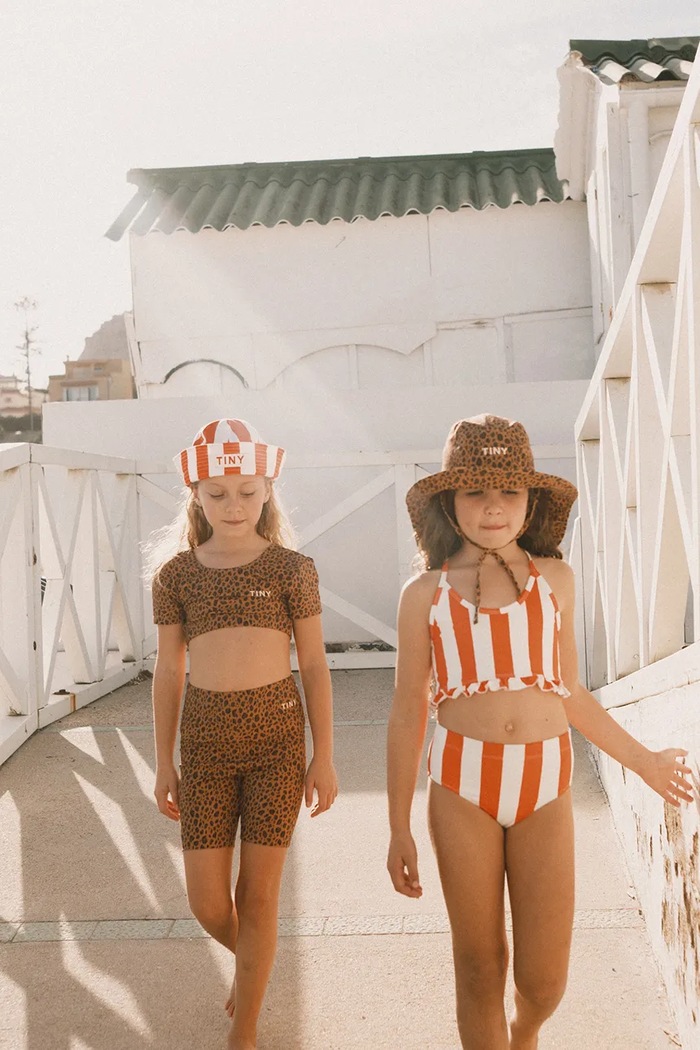 Dvoudílné dětské plavky Tinycottons RED STRIPES SWIM SET SS26.439 oranžová