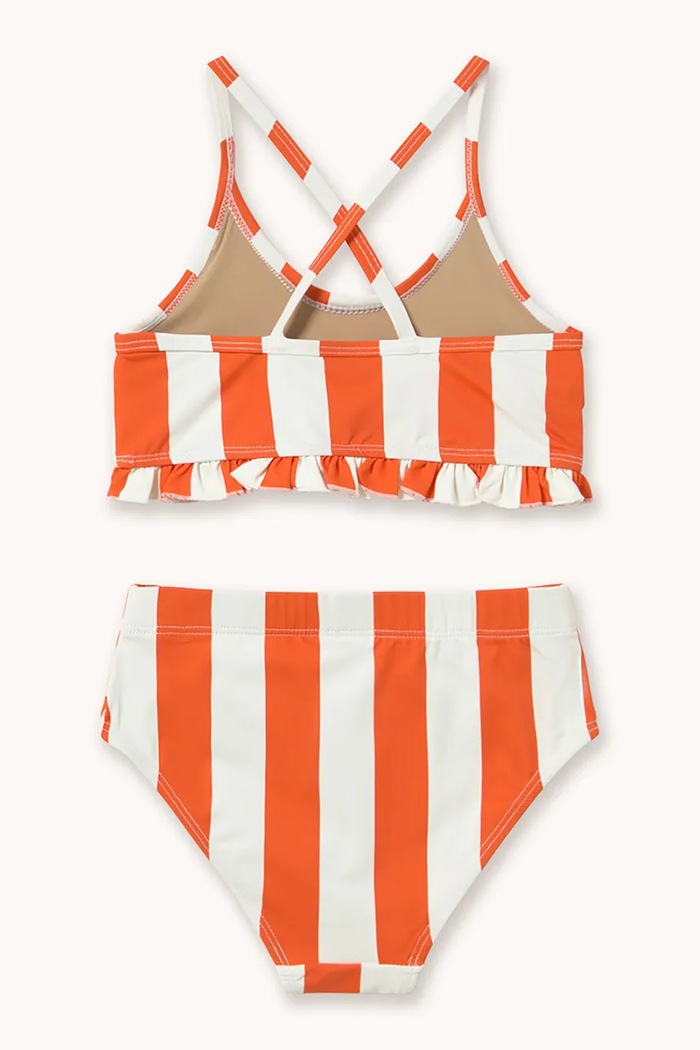 DÍVKA Dvoudílné dětské plavky Tinycottons RED STRIPES SWIM SET SS26.439 oranžová