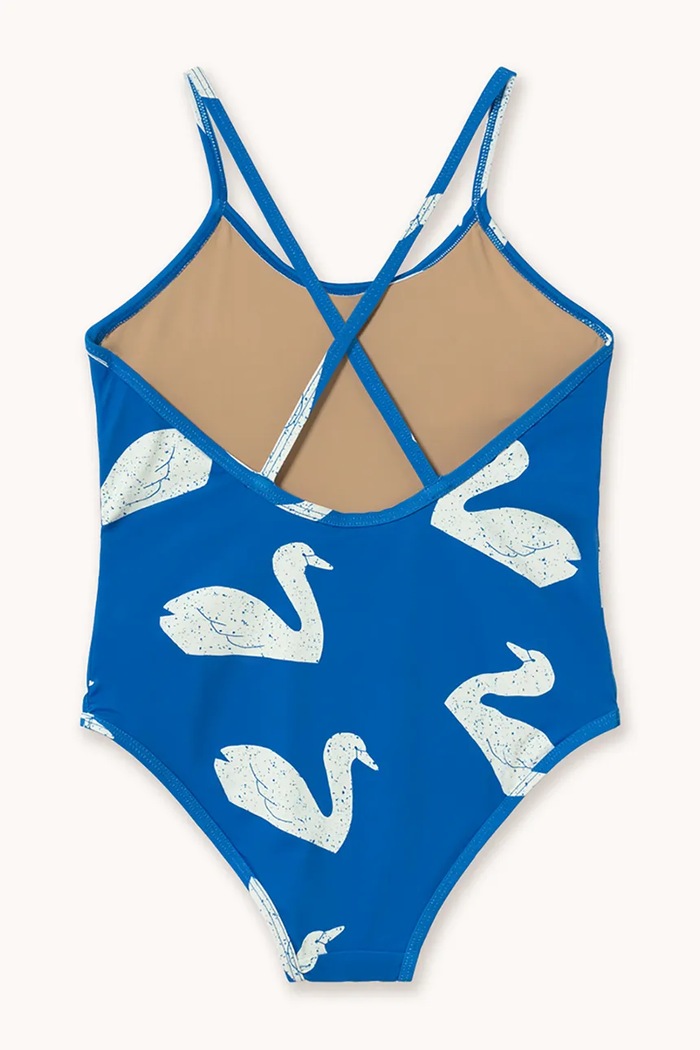 Jednodílné dětské plavky Tinycottons BIG SWANS SWIMSUIT SS26.441 modrá SS26