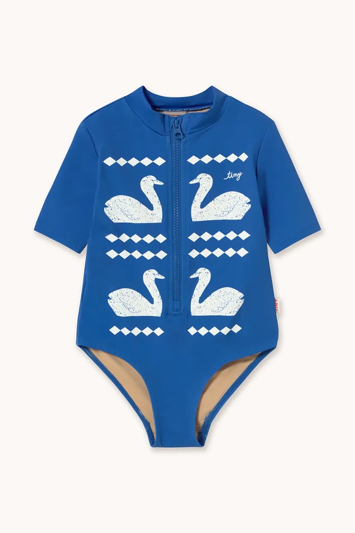 Jednodílné dětské plavky Tinycottons SWANS SWIMSUIT SS26.444 modrá SS26