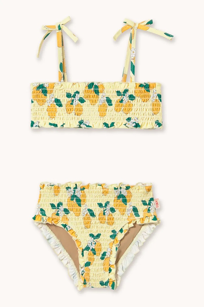 Dvoudílné dětské plavky Tinycottons ORANGES SMOCK SWIM SET měkké žlutá SS26.462