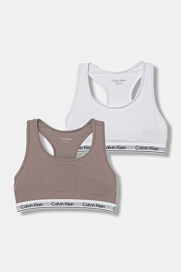Calvin Klein Underwear bustieră pentru copii din bumbac cu elastan pachet de 2 alb G80G800742.PPY2
