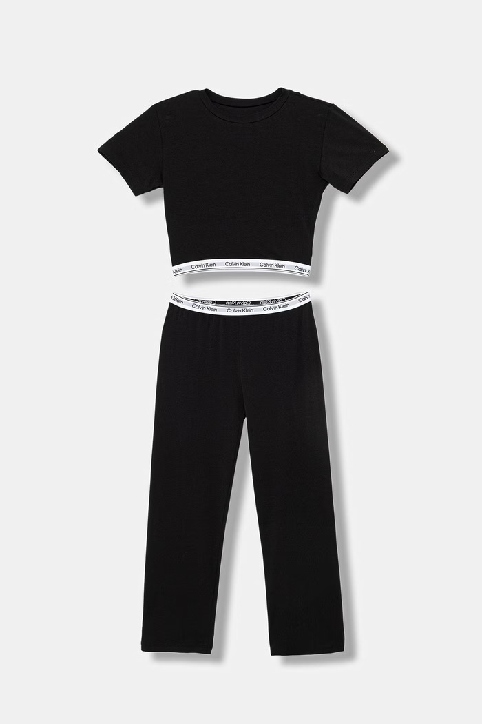 Calvin Klein Underwear detské dvojdielne bavlnené pyžamo s elastanom čierna G80G800738.PPY2