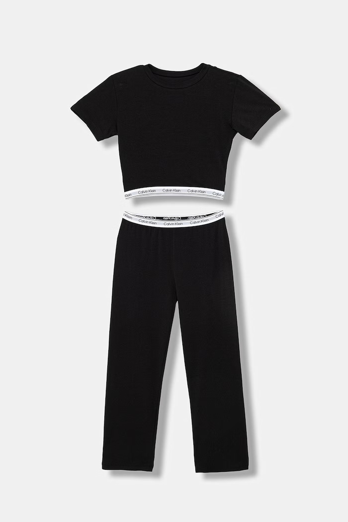 Calvin Klein Underwear detské dvojdielne bavlnené pyžamo s elastanom čierna G80G800738.PPY2