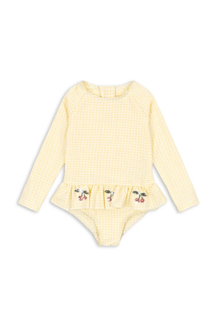 Konges Sløjd jednoczęściowy strój kąpielowy dziecięcy ETTA LS SWIMSUIT miękka żółty KS104786.PPY2