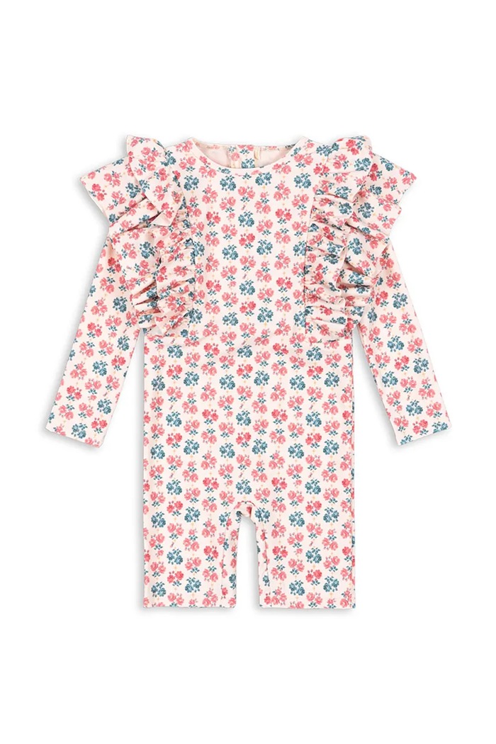 Jednodielne detské plavky Konges Sløjd MANUCA FRILL ONESIE GRS bez kostíc ružová KS104986.PPY2