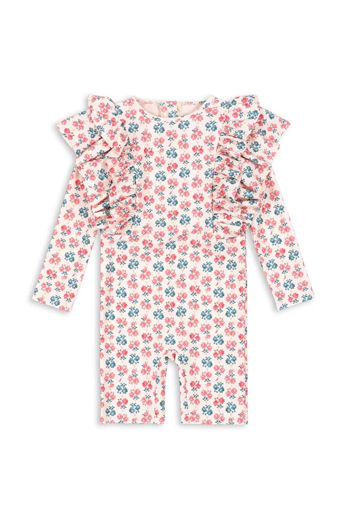 Jednodielne detské plavky Konges Sløjd MANUCA FRILL ONESIE GRS bez kostíc ružová KS104986.PPY2
