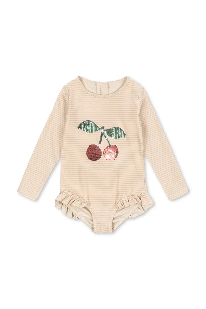 Konges Sløjd jednoczęściowy strój kąpielowy dziecięcy JADE LS SWIMSUIT miękka beżowy KS104856.PPY2