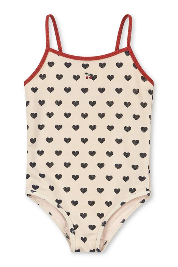 Konges Sløjd jednoczęściowy strój kąpielowy dziecięcy MANON GLITTER SWIMSUIT miękka beżowy KS104984.PPY2