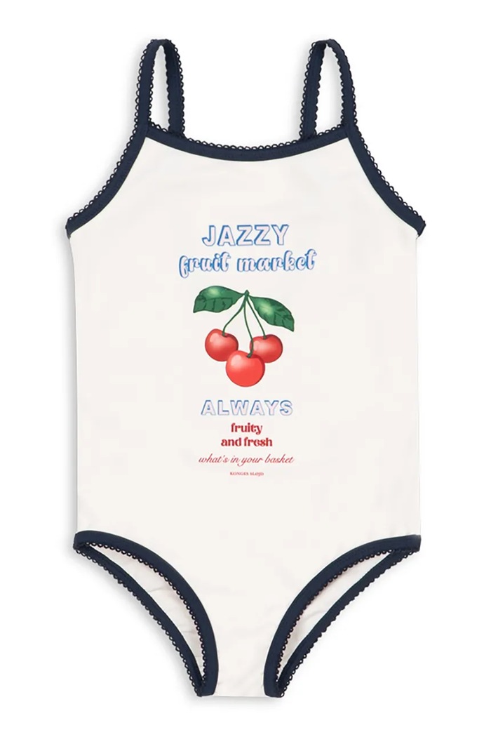 Jednodielne detské plavky Konges Sløjd VILJA SWIMSUIT GRS bez kostíc biela KS105123.PPY2