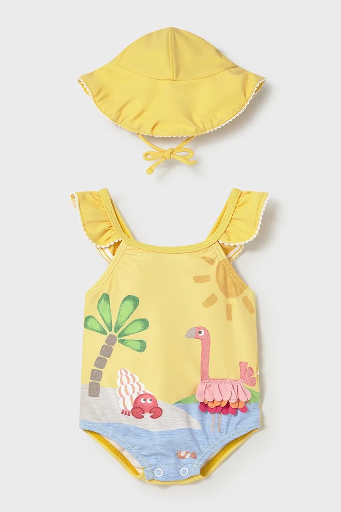 Jednodijelni kupaći kostim za bebe Mayoral Newborn bez uzorka zlatna 1737.2Q.Newborn.PPY2