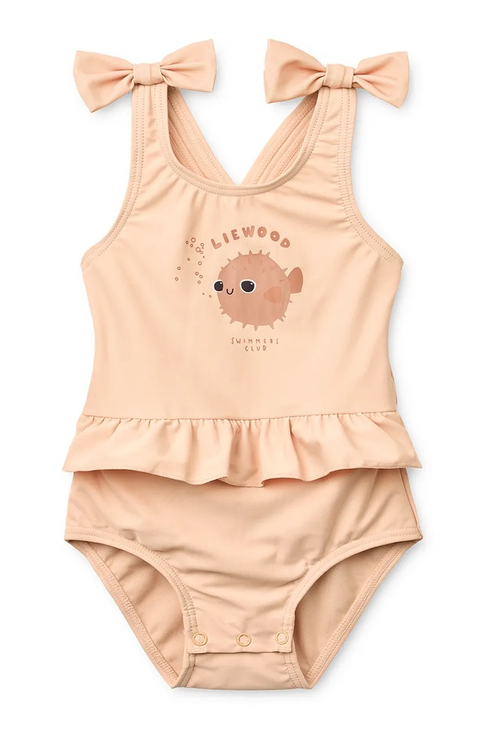 Liewood strój kąpielowy jednoczęściowy dziecięcy Amara Baby Swimsuit w Bow pomarańczowy LW20504.PPY2
