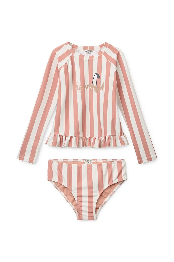 Liewood strój kąpielowy dwuczęściowy dziecięcy Dagny Stripe Swim Set różowy LW20663.PPY2