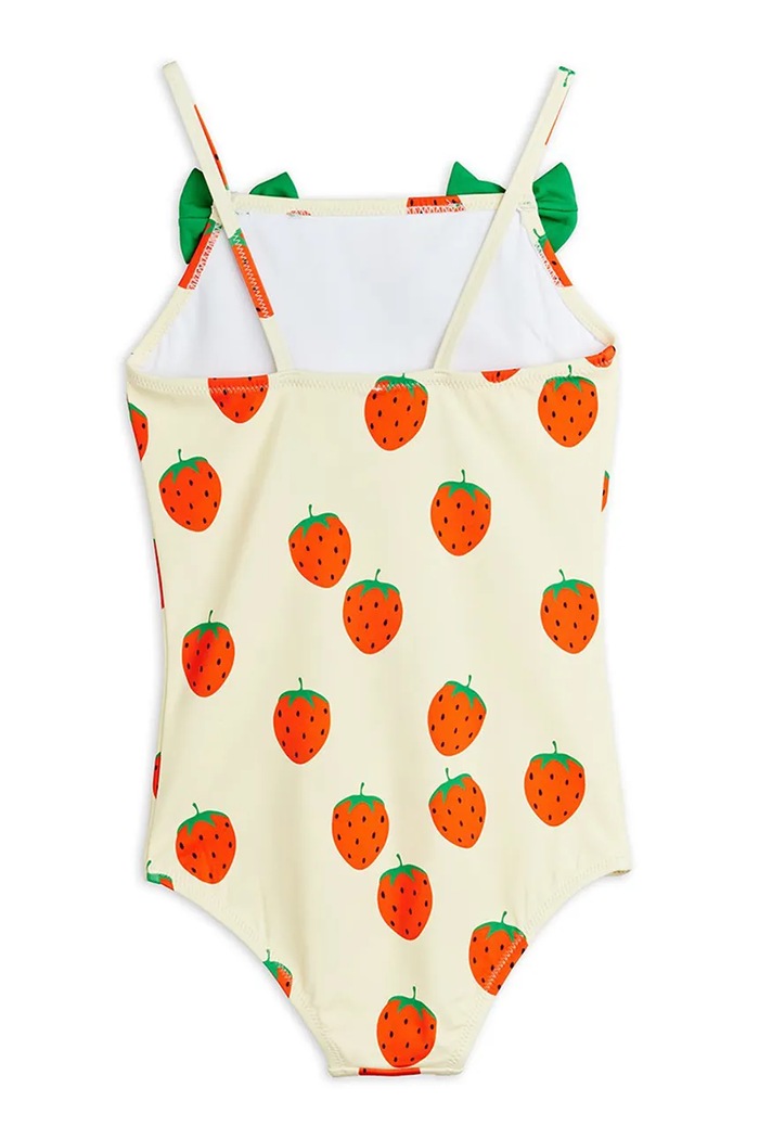 Mini Rodini costum de baie dintr-o singură piesă pentru copii Strawberries 11000344 bej SS26