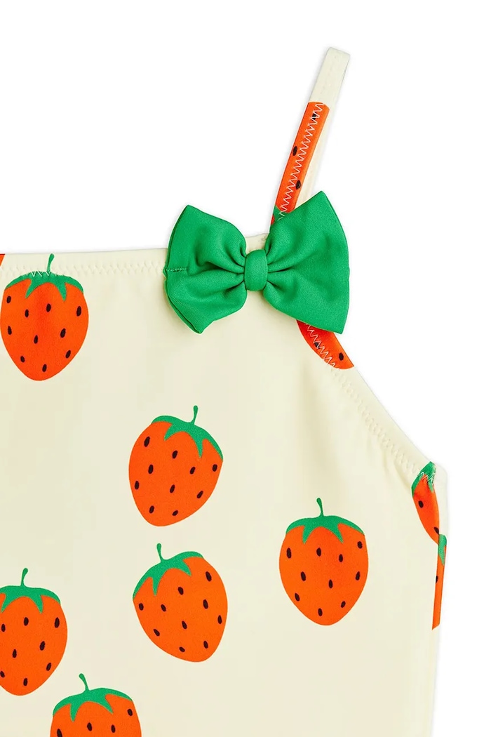 Fete Mini Rodini costum de baie dintr-o singură piesă pentru copii Strawberries 11000344 bej